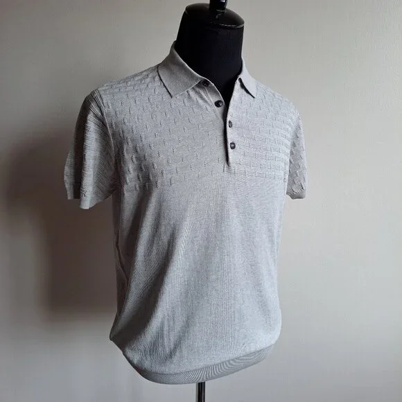 NEW Pal Zileri Men's Light Grey 100% Cotton Polo Shirt T-shirt Size 52 / L